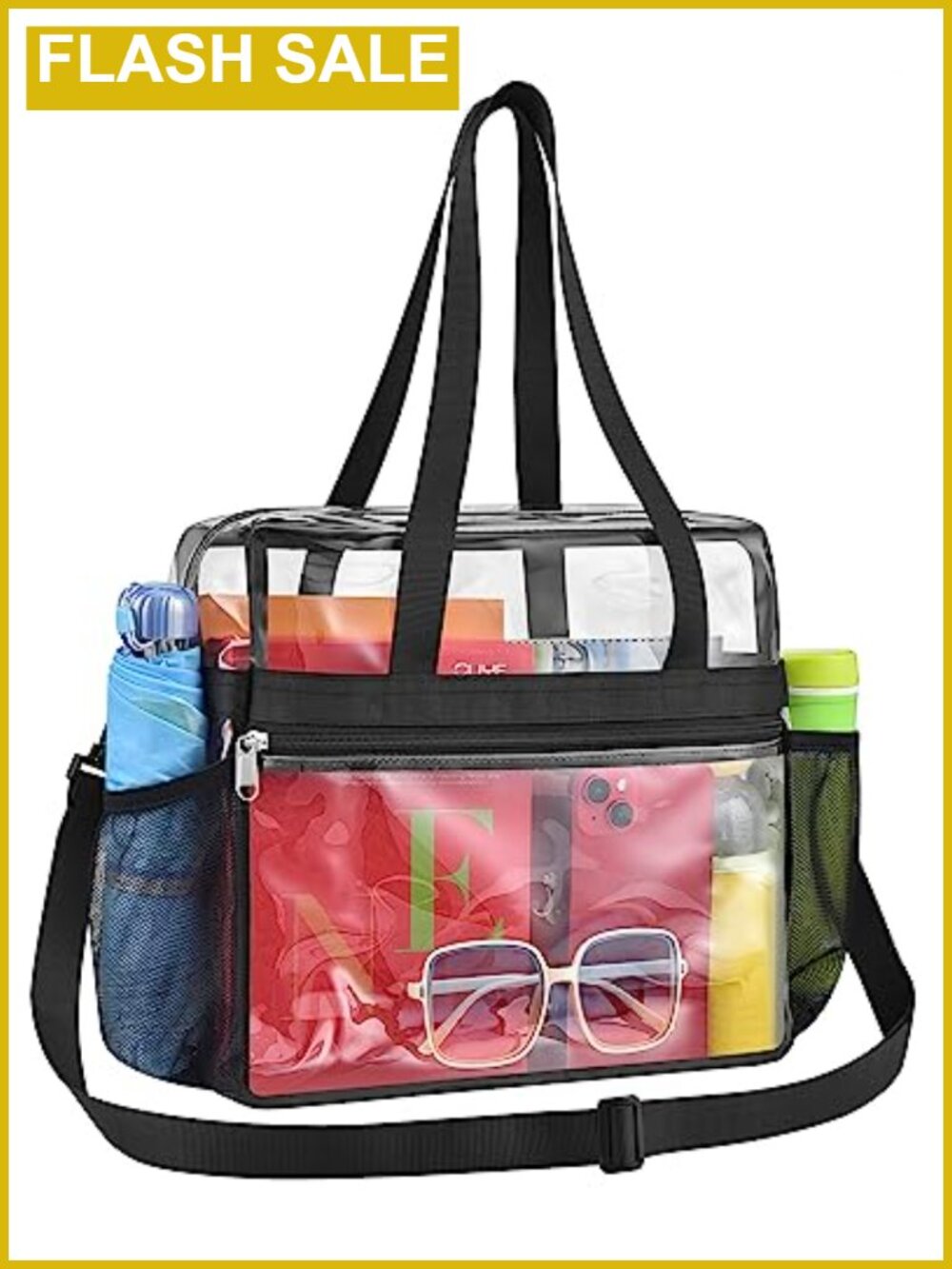 Clear Tote Bag Stadium Approved 12x12x6 PVC Water Resistant Crossbody